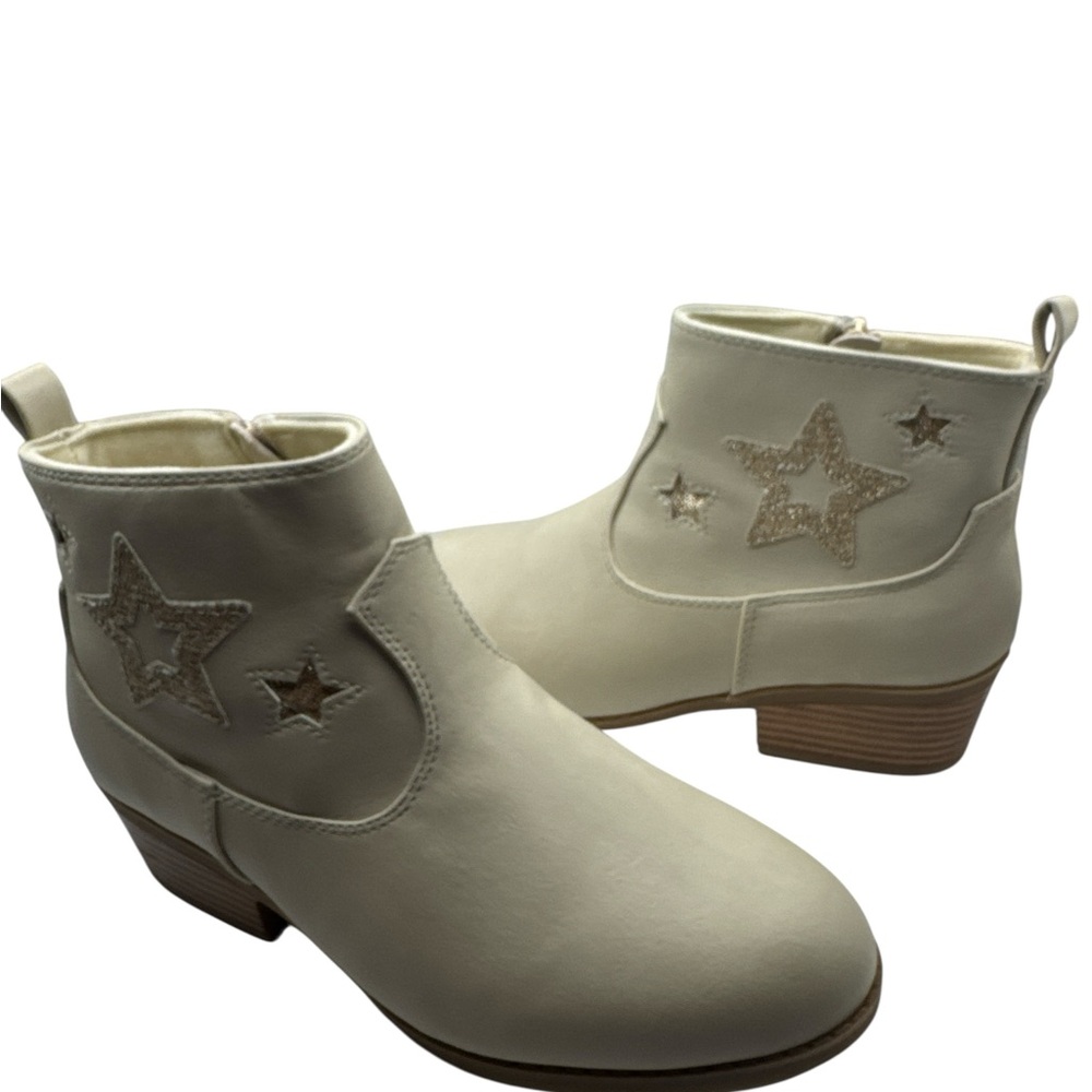 Blowfish Malibu Girl’s Size 5‎ Cream Star Ankle Boots Side Zipper